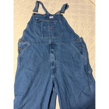Hisea Mens Denim Bib Overalls Medium Wash Carpenter Workwear 44W x 30L Blue