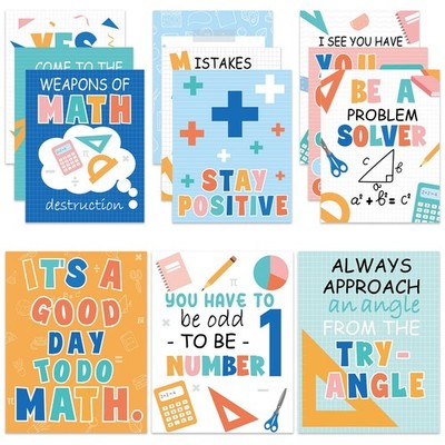 12Pcs Math Posters Fun Motivational Math Teacher Bulletin Board Posters Maths...