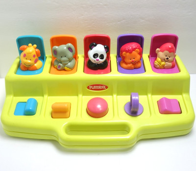 Vtg Playskool Poppin' Pals Pop Up Animals Activity Baby Learning Toy