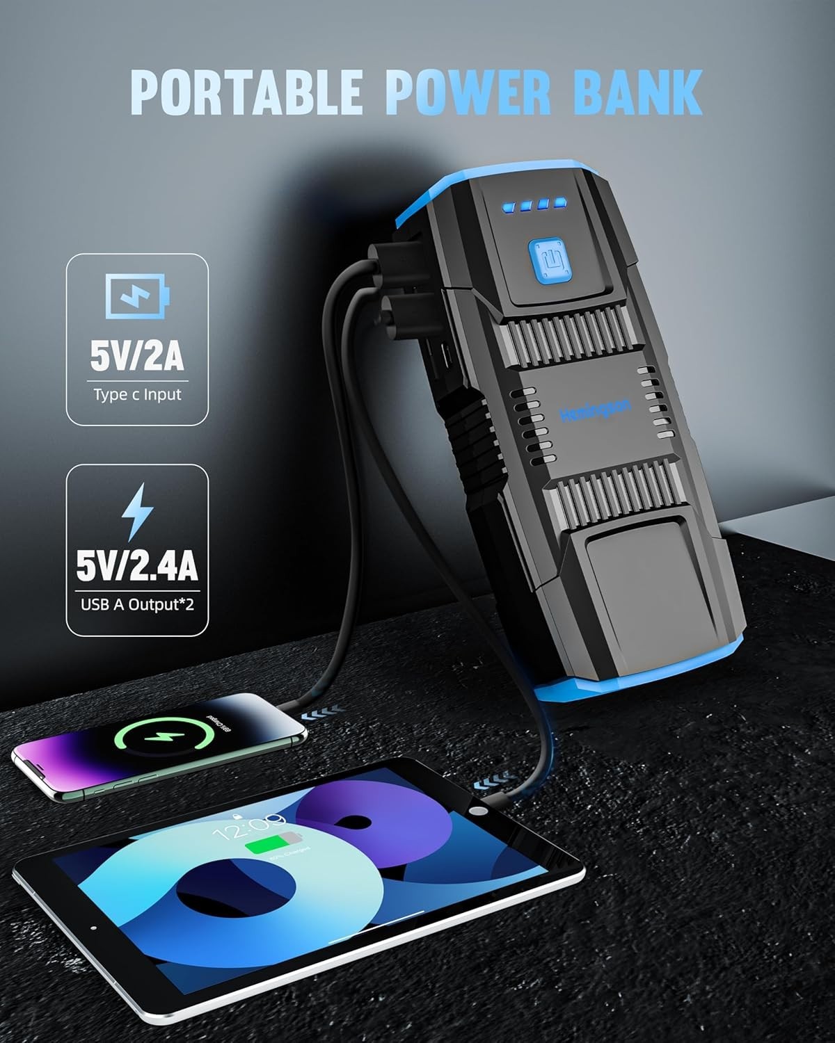 Compact 2000A Peak Car Jump Starter - Revive Gas & Diesel Engines Effortlessly thumbnail 7