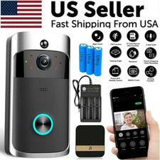 WiFi Video Doorbell Wireless Security Camera HD PIR Motion 2Way Audio Free Cloud