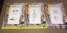  3 Pack INKBOX Temporary Tattoos Three Different Designs - Last 1-2 Weeks.