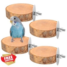CZWESTC 4pc Wood Round Bird Perch Platform Cage Stand Small Bird