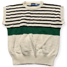 Ambassador Women  s LRG Vintage 80's Sleeveless Sweater Vest Green Cream Shirt