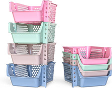 Stackable Storage Bins Open Front for Pantry Storage, 4 Pack - Multi Sturdy Pl