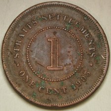 STRAITS SETTLEMENTS 1 Cent 1903 - Bronze - Edward VII. - VF - 1232 *