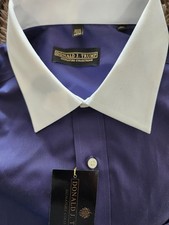 Donald J. Trump Men's Dress Shirt, French Cuff, Blue 18 Neck 34/35 Sleeve NEW