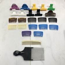 Lot of 23 Assorted Hair Combs Clips Lady ACE Afro Pick Comb Used Good