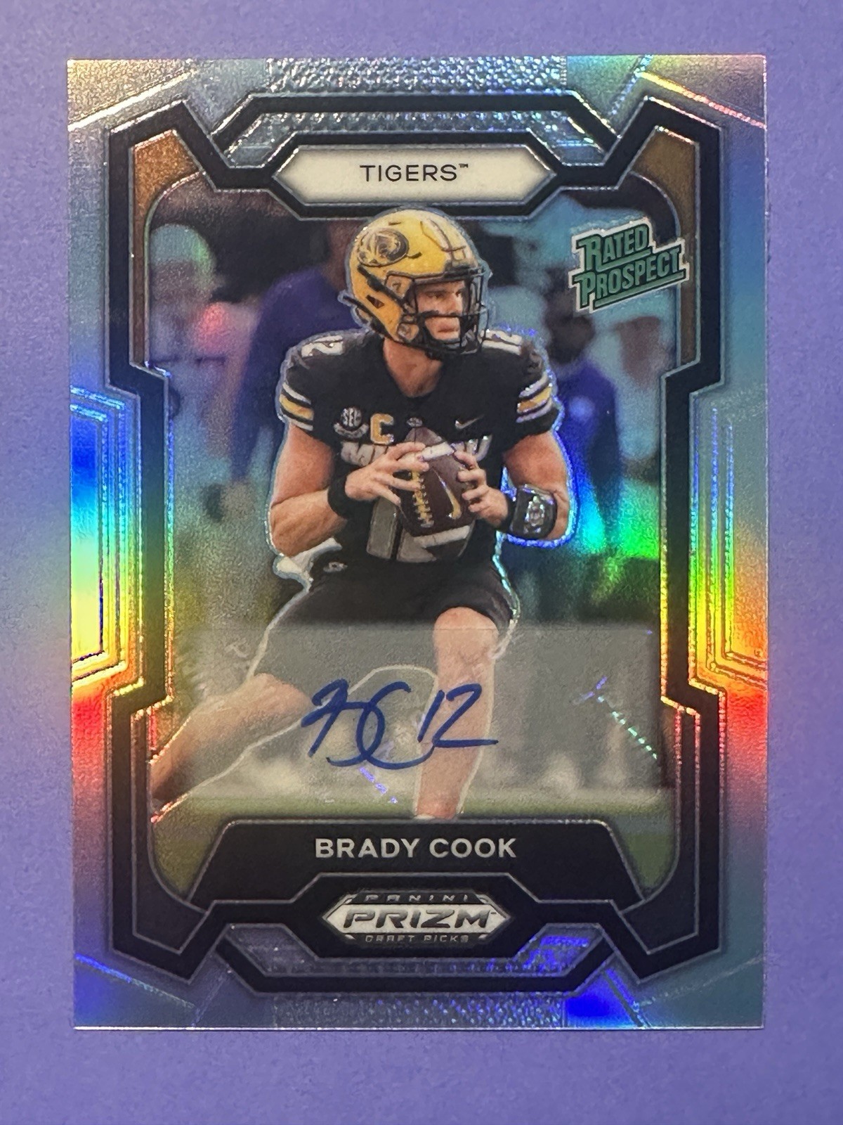 2024 Panini Prizm Draft Picks #187 Brady Cook Rated Prospect Silver Auto Tigers