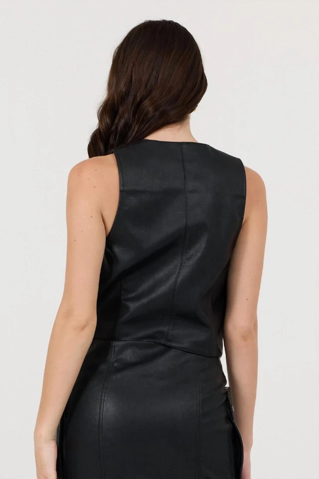 Chaleco Vintage Habana Cuero Botón Frontal Talla L Foto 2 de 3