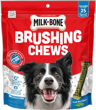 Brushing Chews Daily Dental Dog Treats, Fresh Mint Flavor, Small/Medium, 25 Cou