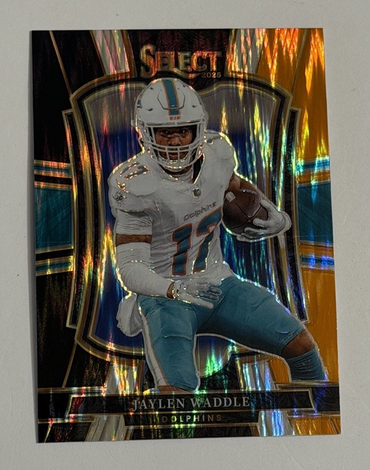 2025 Select Premier Level Jaylen Waddle Black & Orange Prizm Shock #182 Miami