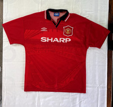 Rare Vintage MUFC Umbro Home Football Shirt 1994–1996 Large
