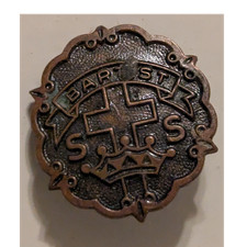 Baptist Sunday School Religious Pinback Badge with Cross and Crown