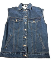 Universal Thread blue Baggy Denim Vest Jacket button front Size XS NWT