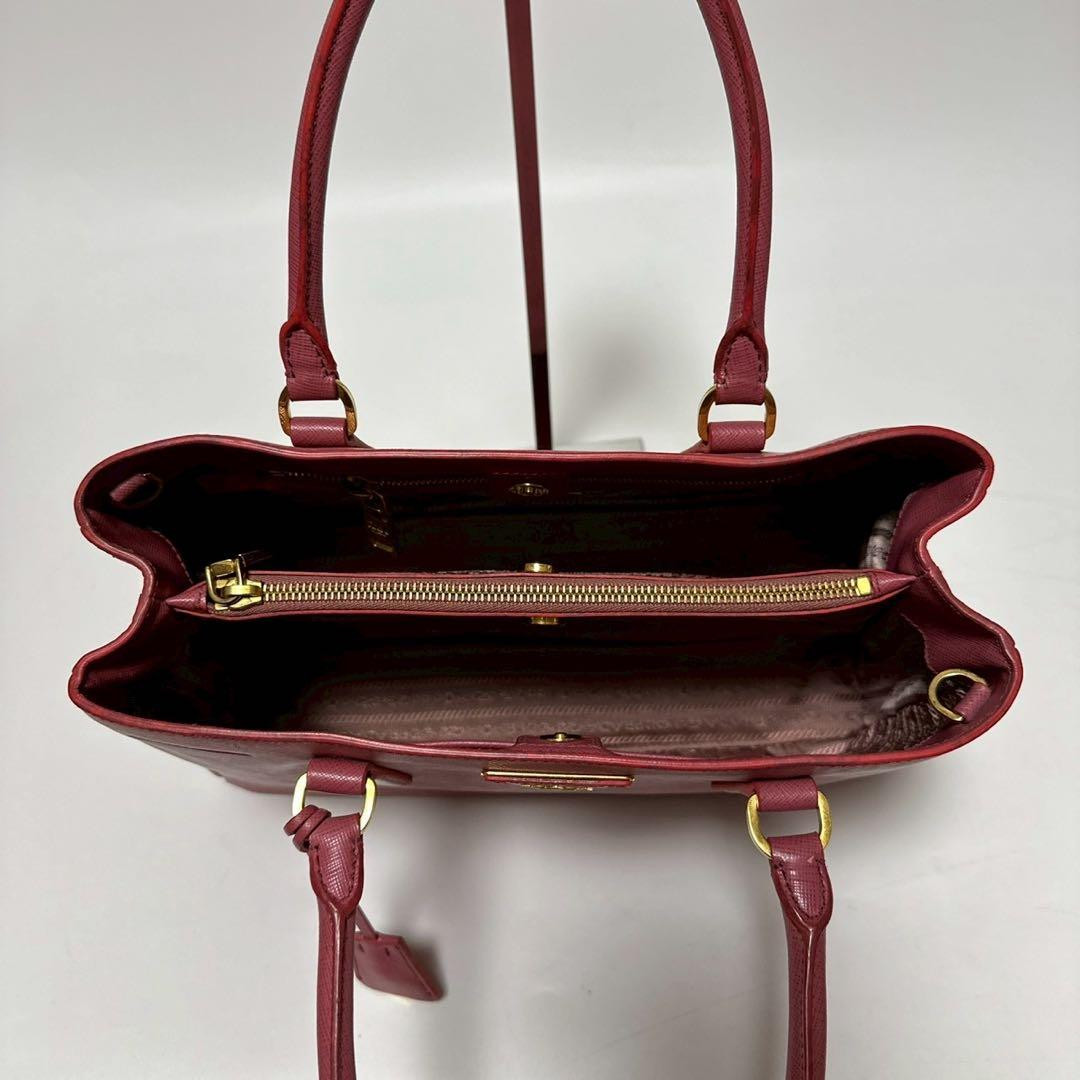 PRADA Galleria Saffiano Leather Handbag Pink Vintage Used Japan thumbnail 9