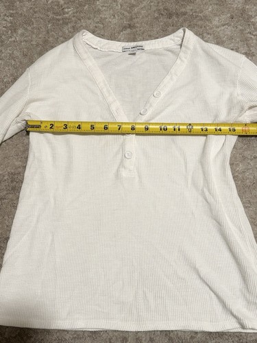 Damen James PERSE weiß Button Down Henley Langarm Gr. 1 - Bild 5 von 8