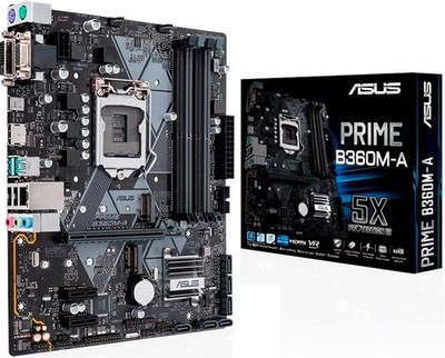 Asus PRIME B360M-A Motherboard - DDR4, Dual M.2, USB 3.1 Gen 2, 8-Channel Audio