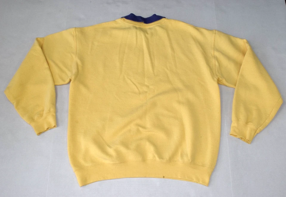 Sudadera Vintage Gildan Talla M Años 90 Amarillo Limón Azul Cuello Flower Power Foto 3 de 4