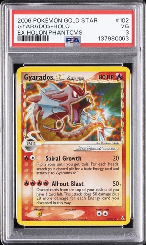 2006 POKEMON EX HOLON PHANTOMS GOLD STAR #102 GYARADOS-HOLO PSA 3