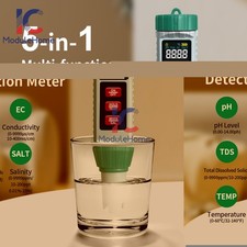 5-in-1 TDS Meter Digital Tester Water Quality Testing PH/EC/Salinity/Temperature