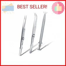 Honoson 3 Pack Diamond Tweezers Gem Stone Jewelry Locking Tweezers Stainless Ste