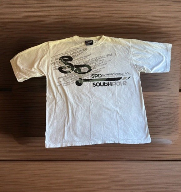 Y2K Southpole Shirt Mens Size Large White Graphic Big Logo Streetwear Grunge