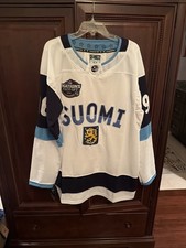 Mikko Rantanen Jersey #96 Finland White 2025 4 Nations Face-Off Stitched 54 Size