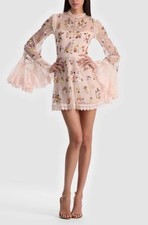 Alice + Olivia Allegra Embellished Lace Mini Gown Pale Pink NWT US 8