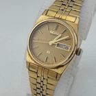 Vintage Seiko Quartz Watch 2A23-0029 Women Gold Tone Day Date New Battery 6.75"