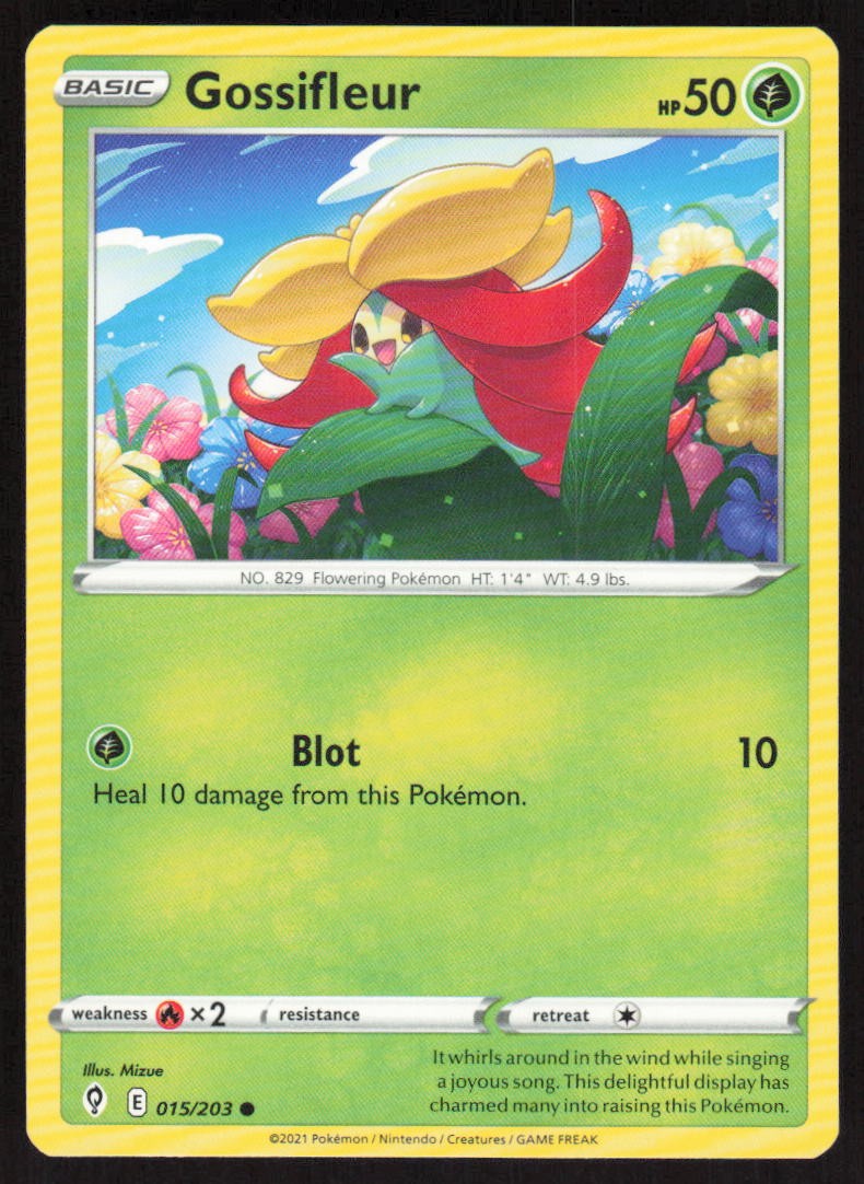 Pokemon Gossifleur Common 015/203 SWSH07: Evolving Skies LP