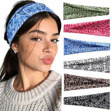 Boho Paisley Headbands for Women Non Slip Elastic Head Wraps 6Pcs