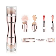  4 in 1 Makeup Brush, Eyeshadow Eye Lip Face Concealing Blush A rose gold