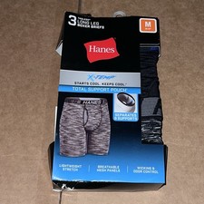 Hanes 3-Pack Long Leg Boxer Brief Men's MEDIUM Sport X-Temp Total Support Pouch