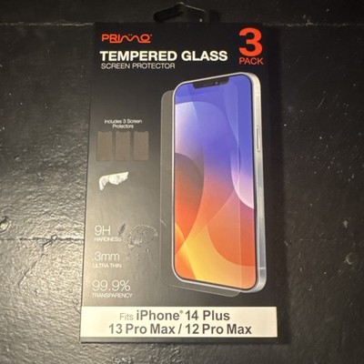 PRIMO Tempered Glass Screen Protector 3 Pack for iPhone 14 Plus/13 Pro Max/12 P 