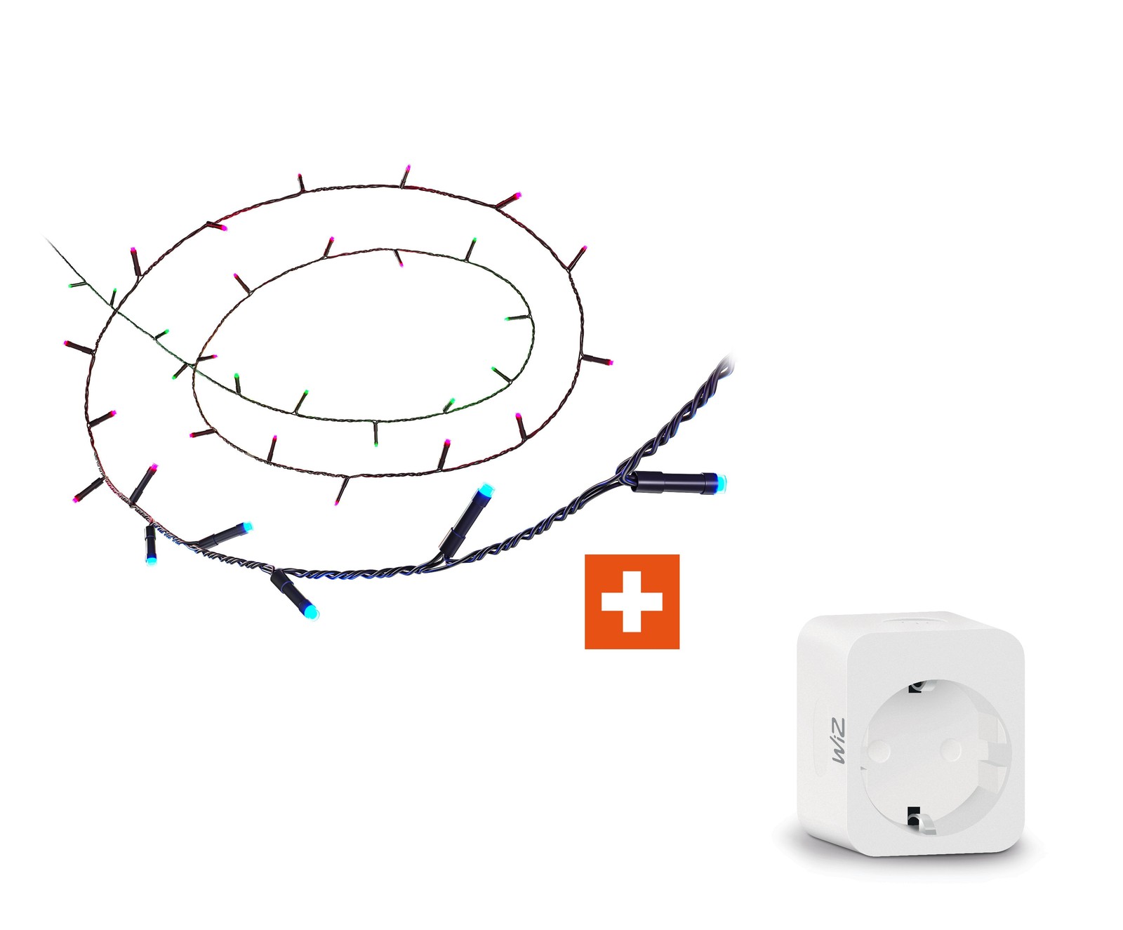 Светодиодная гирлянда WiZ RGBIC Smart LED Fairy Light Lichterkette + интеллектуальный штекер WiZ Smart Plug powermeter Type...