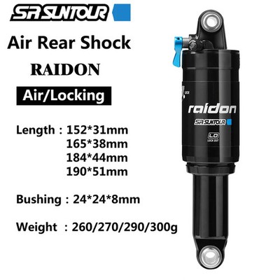 SR SUNTOUR RAIDON MTB Air Rear Shock Absorber 152/165/184/190mm XC Trail