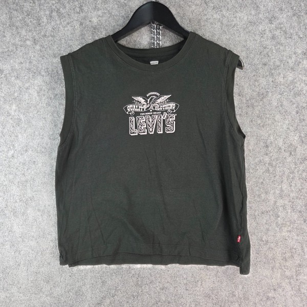 Levi's Top Womens Medium Balck Tank Sleeveless Round Neck Casual 16060