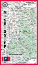 Mississippi State Physical Map - 14.4 x 25 inches - Paper Laminated