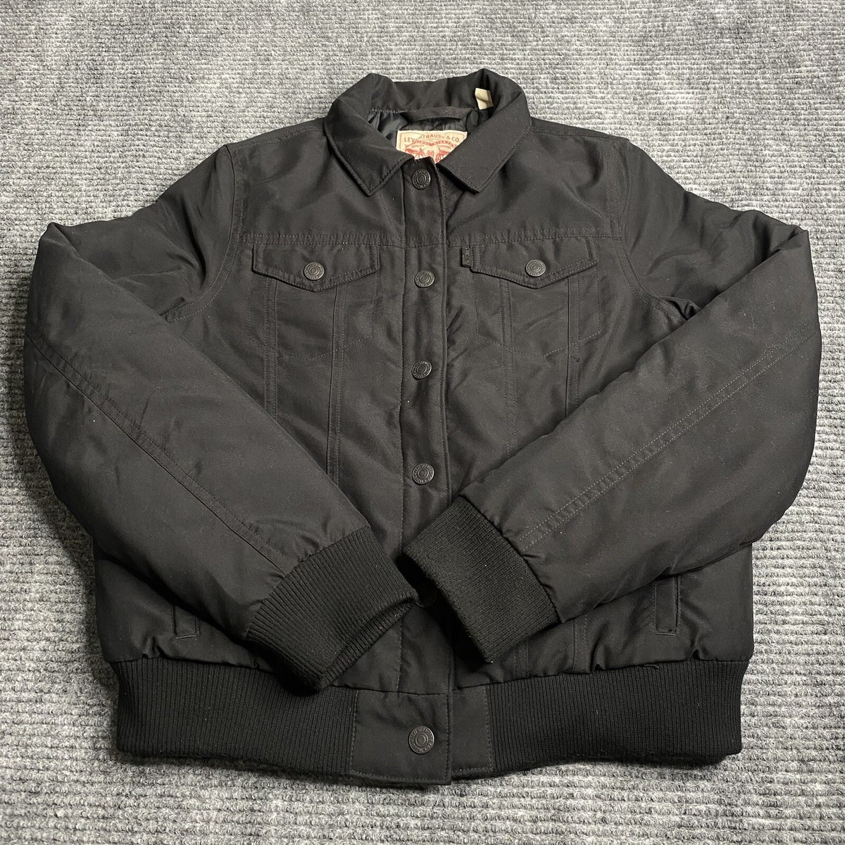 Levi's Trucker Bomber Jacket Thermore Thermal Diamond Lined Black