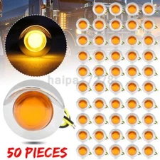 50X Amber 3/4" LED Side Marker Lights Truck Trailer Round Bullet Clearance Lamp