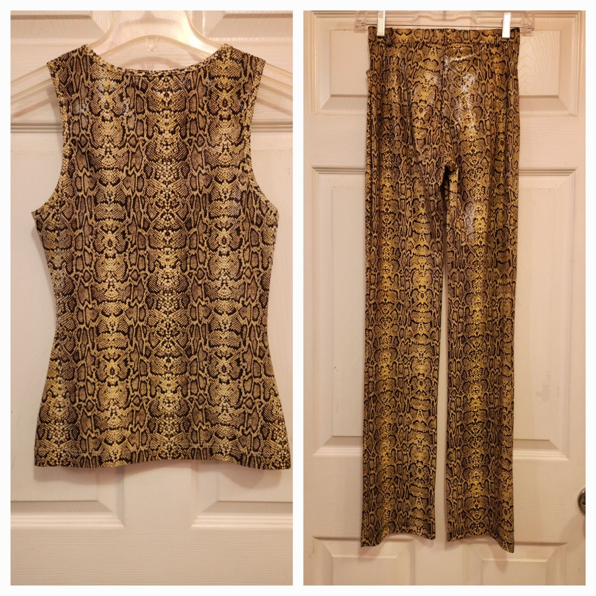 【HI FI FNK】Clay String Pants Vintage Y2K ANTI- FLIRT Snakeskin Pants & Top Set Wetlook XS