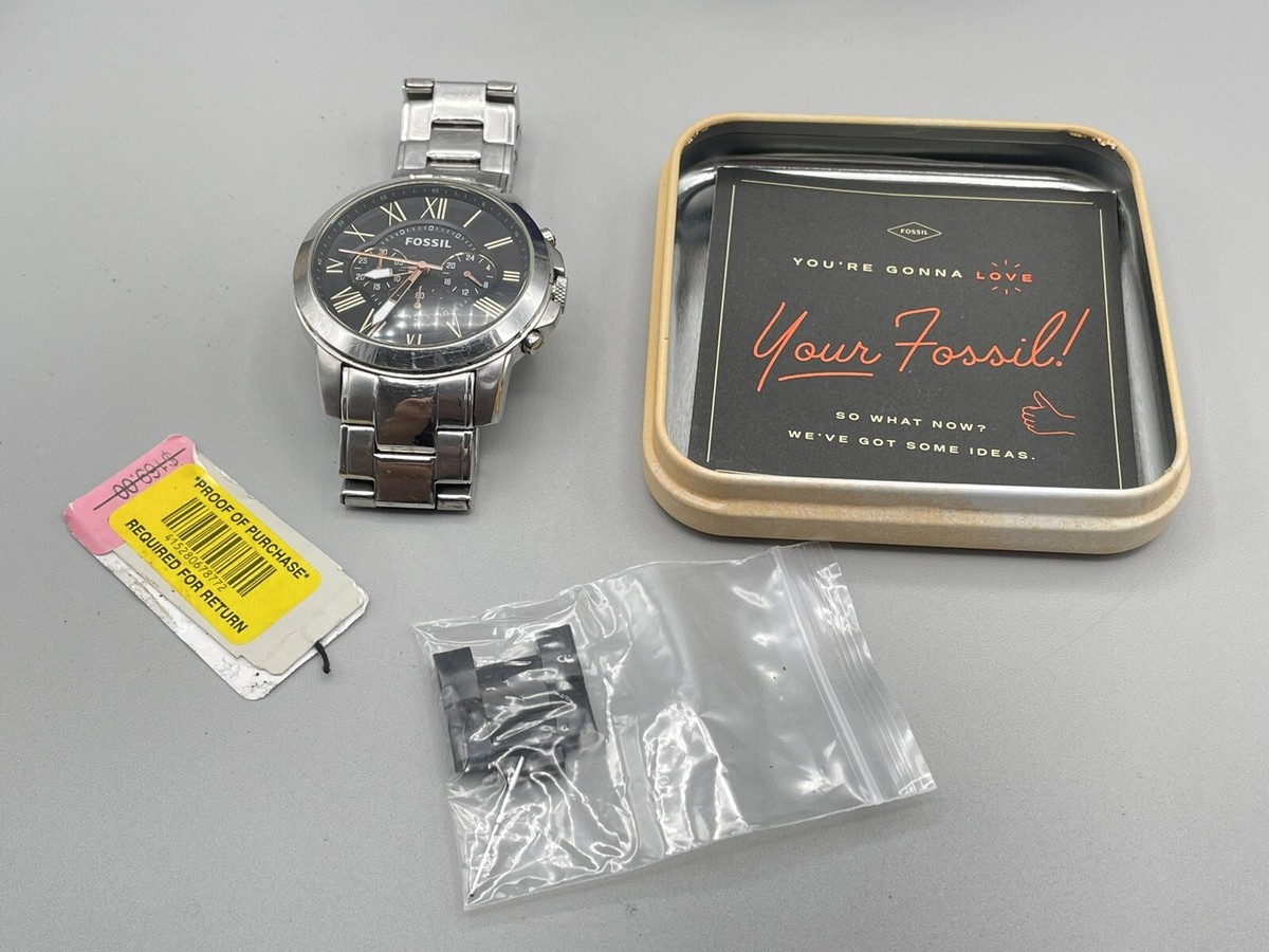 Fossil FS4994 Grant Black Dial Stainless Steel Chronograph Men