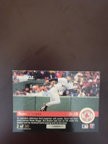 1992 Pinnacle Rookie Baseball Card, #2 Scott Cooper - Red Sox (T) SP - Picture 2 of 2