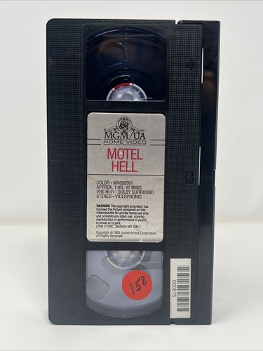 Motel Hell VHS Horror MGM Big Box Clamshell 1980s Gore Cult Film Ex Rental - Picture 6 of 10