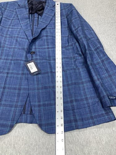 NWT Peter Millar Atlantic Blue Plaid Sport Coat Blazer Suit Jacket 42 Long $1200 - 第 9/15 張圖片