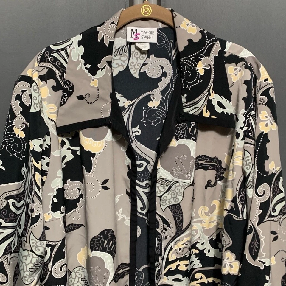 PD-Women's Maggie Sweet Blouse, 2X, Black & Beige plus size - Image 2 of 4