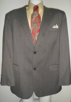 HAGGAR Black Label 47L Grey Window pane Checkered 2 btn Sport Coat Jacket Blazer