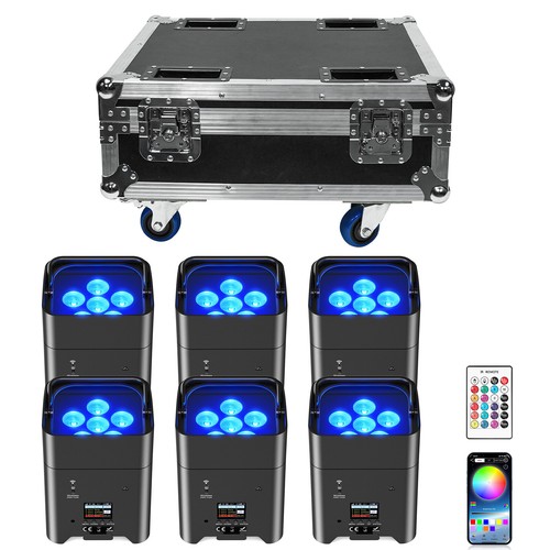 U`King 6Pcs Wireless LED Battery Par Can Light w/Case App/Wifi/DMX RGBWA+UV - Picture 19 of 24