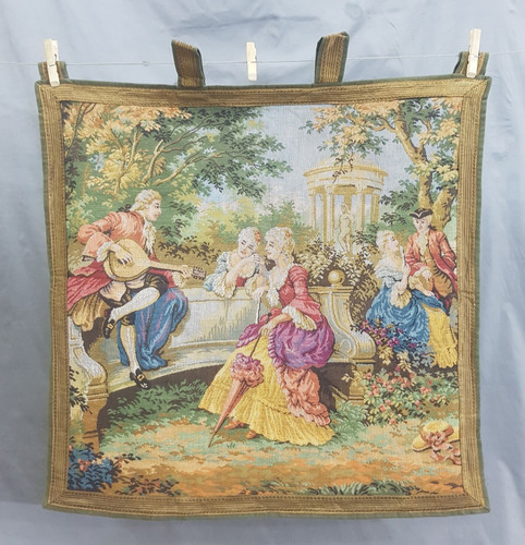 Vintage French Beautiful Victorian Artist Scene Wall Hanging Tapestry 68x68 cm